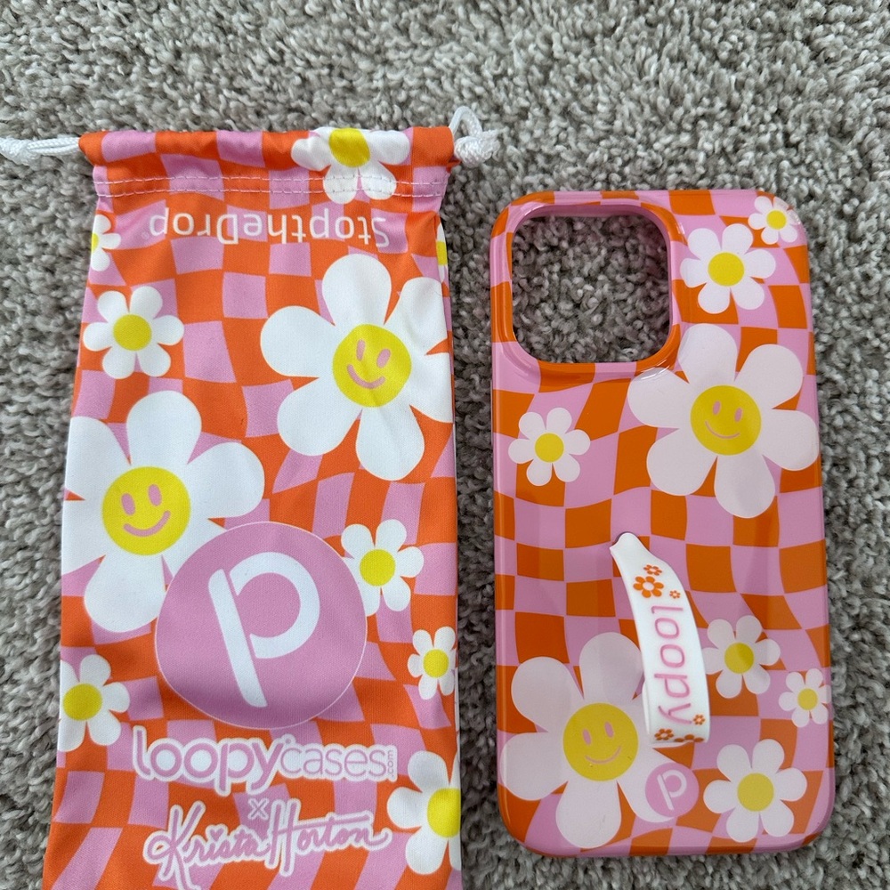 Loopy Case Pink and Orange Floral Phone Case and Pop Socket